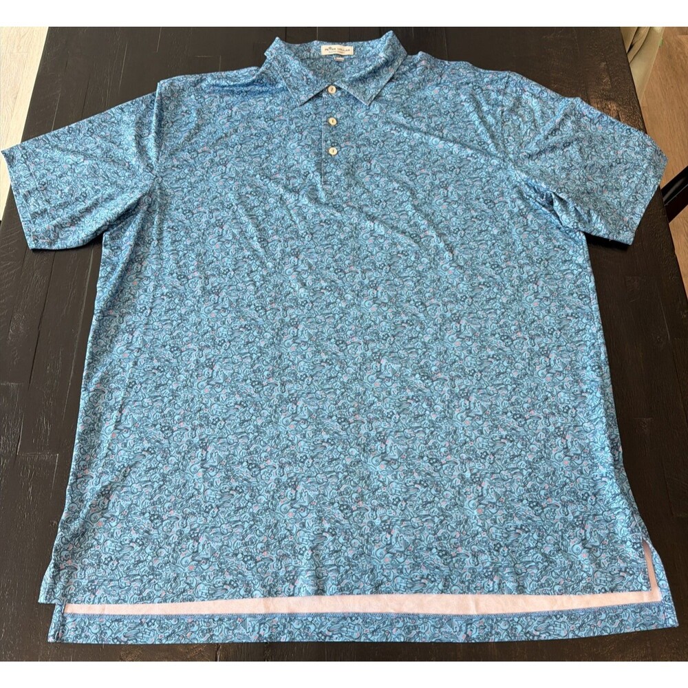 Peter Millar XL Summer Comfort Guitar All Over Print Golf Polo Preppy Musician